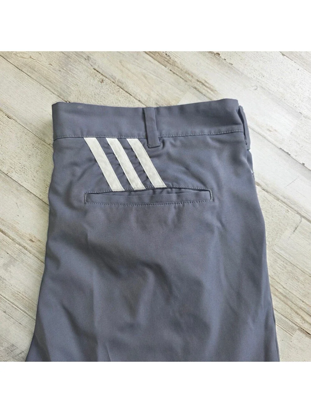 Adidas Golf Pants Men's 34x32 Gray Polyester Blend 3 Stripes Casual Performance
